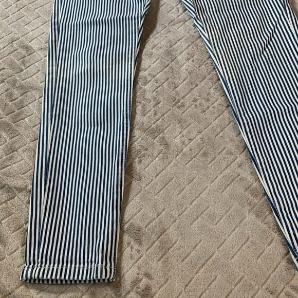 Banana Republic Women 26 Denim Jeans Blue White Striped Skinny High Rise Stretch - Picture 3 of 13